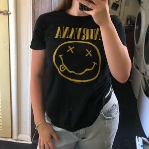 Nirvana Yellow On Black Band Tee